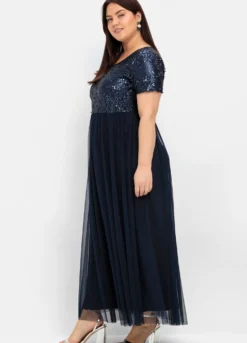 Abendkleid in A-Linie, mit Pailletten