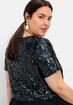 Abendkleid mit Paillettenoberteil