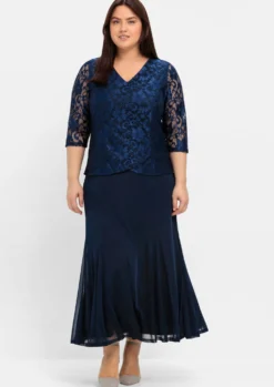 Abendkleid mit Spitze und Mesh