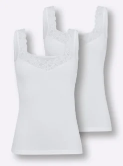Achselhemd mit floraler Spitze