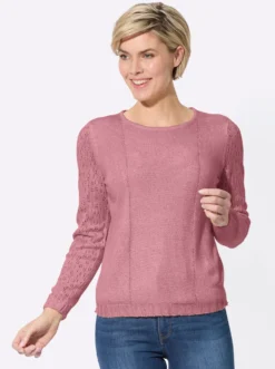 Ajourpullover mit gerippten Abschlüssen