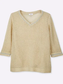 Ajourpullover mit Glitzergarn