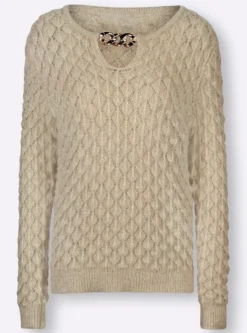 Ajourpullover mit Ketten-Applikation