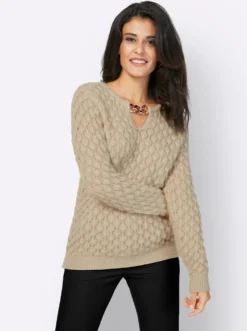 Ajourpullover mit Ketten-Applikation
