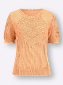 Ajourpullover mit kurzen Ärmeln