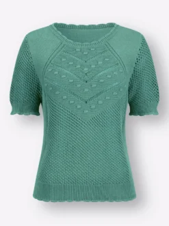 Ajourpullover mit kurzen Ärmeln