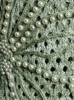 Ajourpullover mit Leinen-Anteil