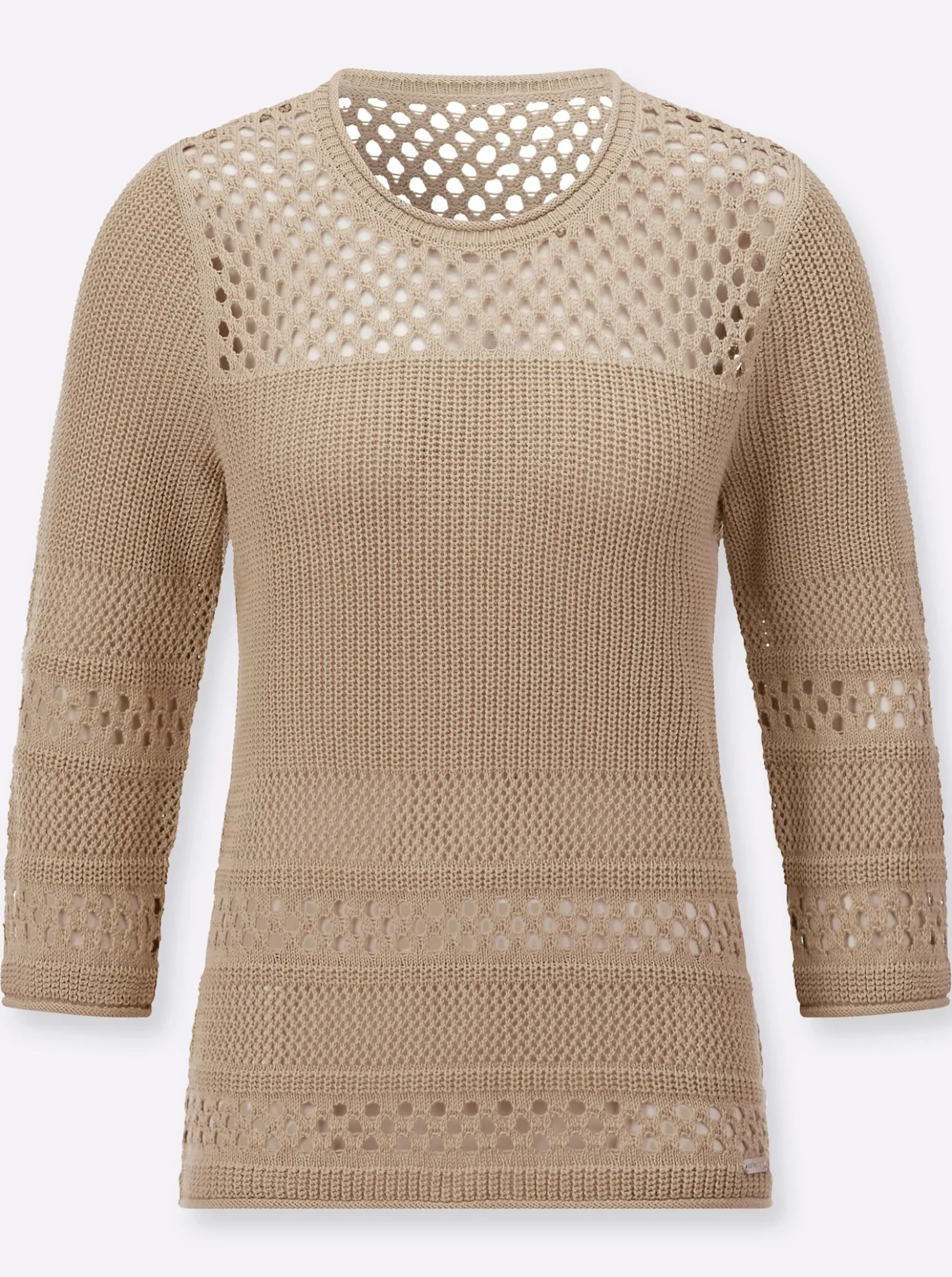 Ajourpullover mit Rollkanten