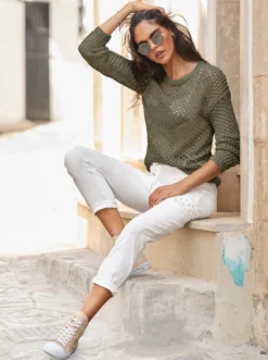 Ajourpullover mit Stern-Motiv