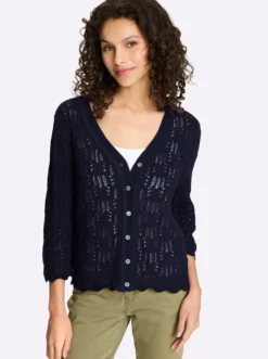 Ajourstrickjacke mit 3/4-Arm