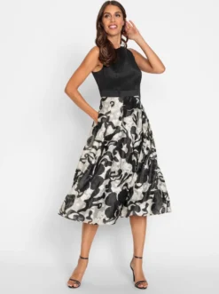 A-Linien-Kleid in Jacquard-Qualität
