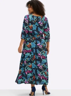 A-Linien-Kleid mit buntem Blumenprint