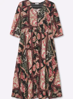 A-Linien-Kleid mit Muster im Patchwork-Stil