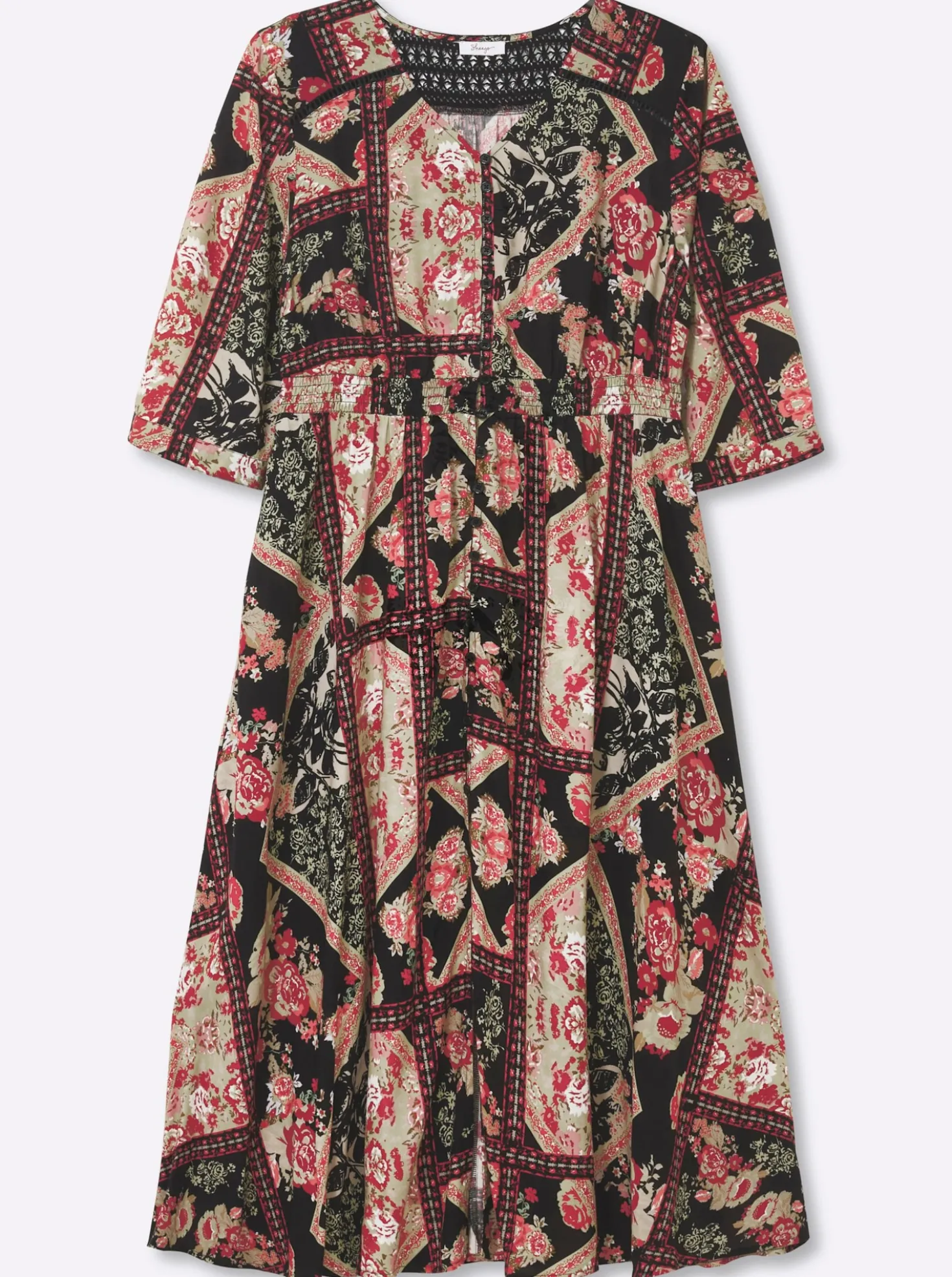 A-Linien-Kleid mit Muster im Patchwork-Stil