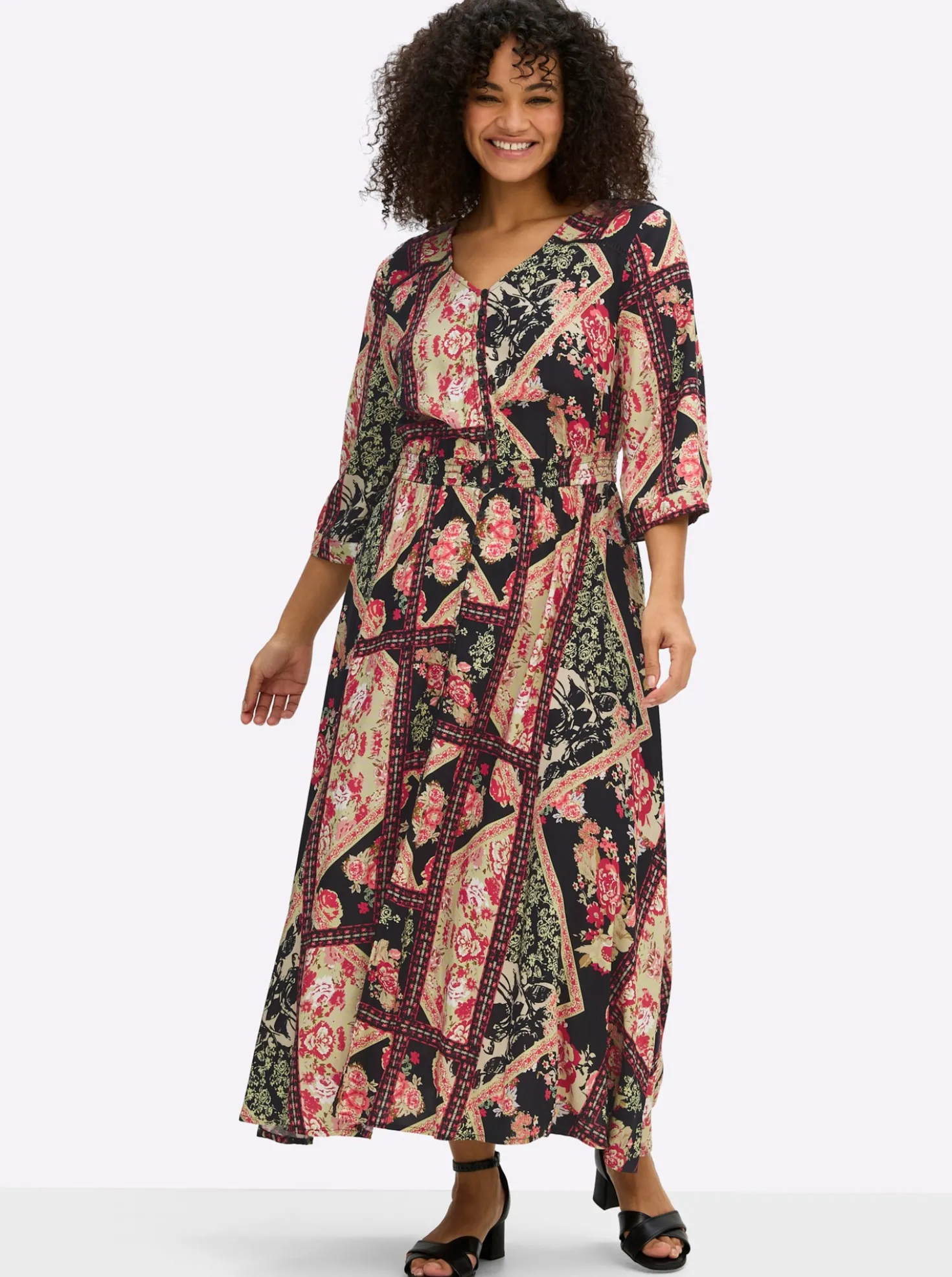 A-Linien-Kleid mit Muster im Patchwork-Stil