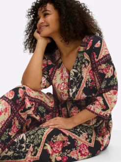 A-Linien-Kleid mit Muster im Patchwork-Stil