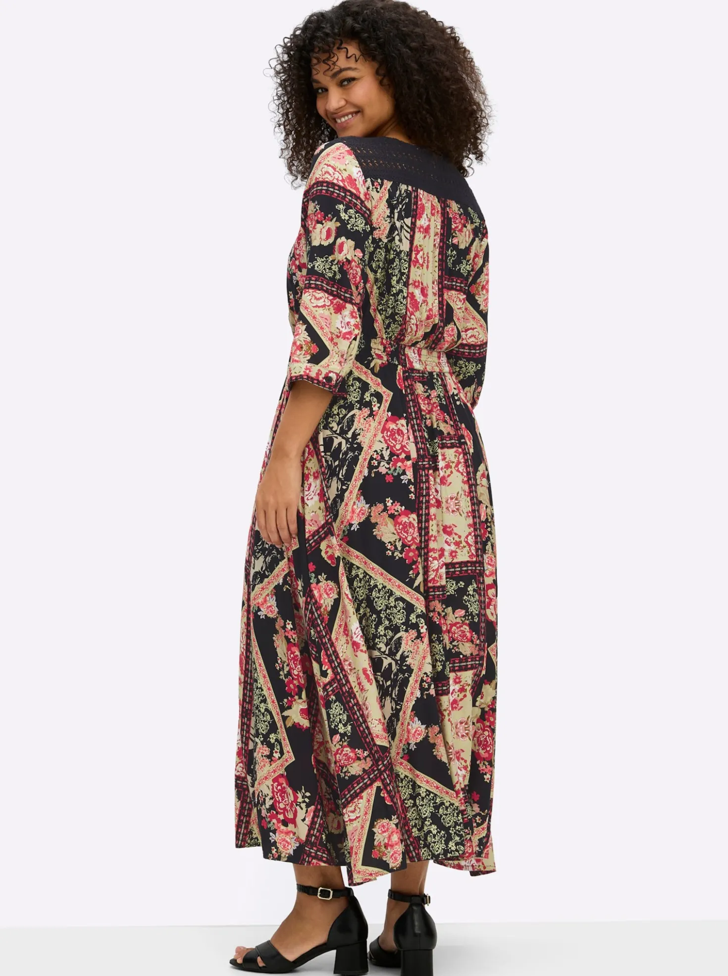 A-Linien-Kleid mit Muster im Patchwork-Stil