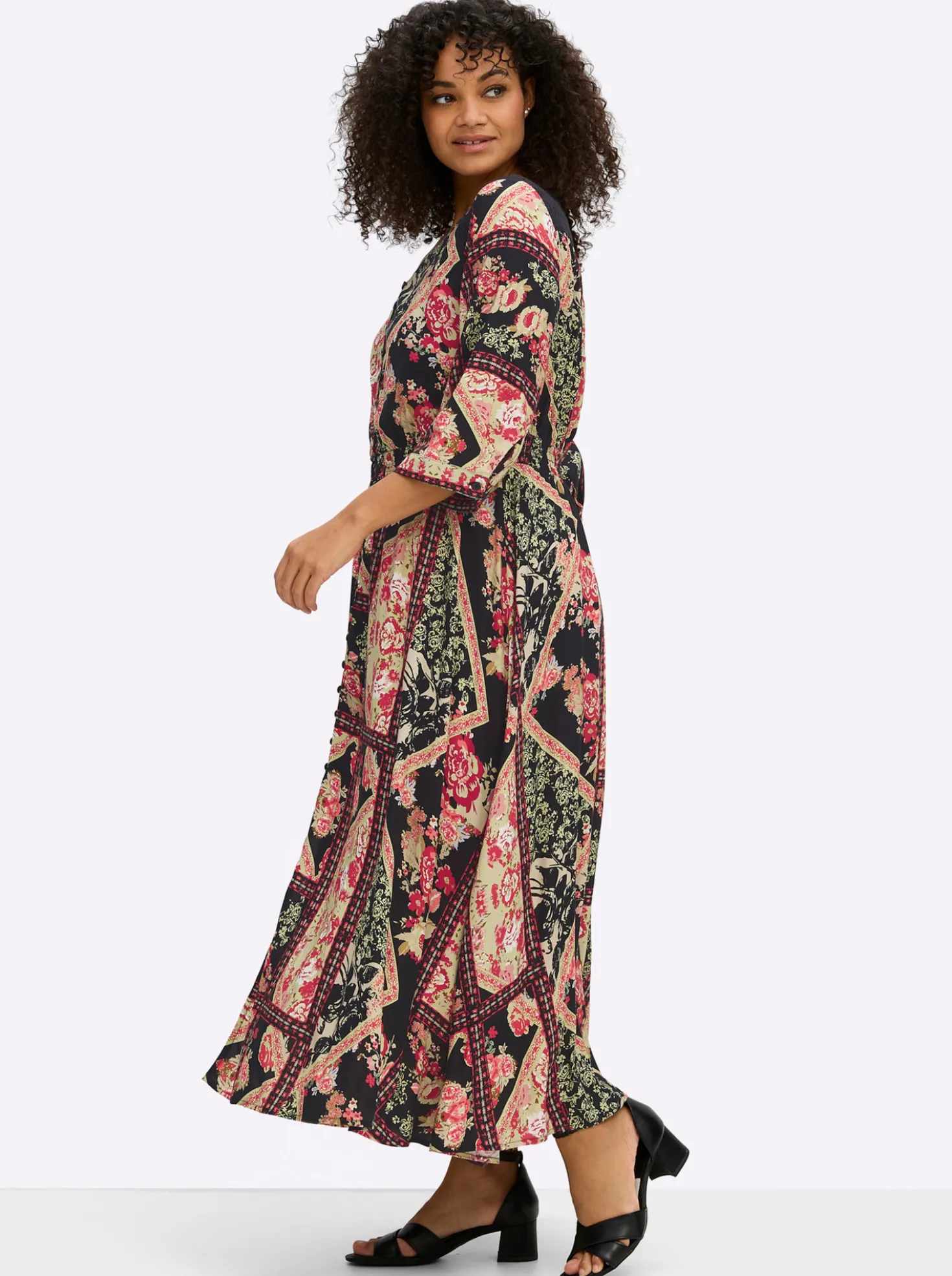A-Linien-Kleid mit Muster im Patchwork-Stil