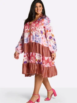 A-Linien-Kleid mit stufigem Volant