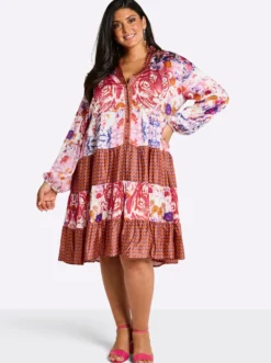 A-Linien-Kleid mit stufigem Volant