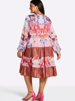 A-Linien-Kleid mit stufigem Volant