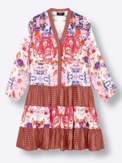 A-Linien-Kleid mit stufigem Volant