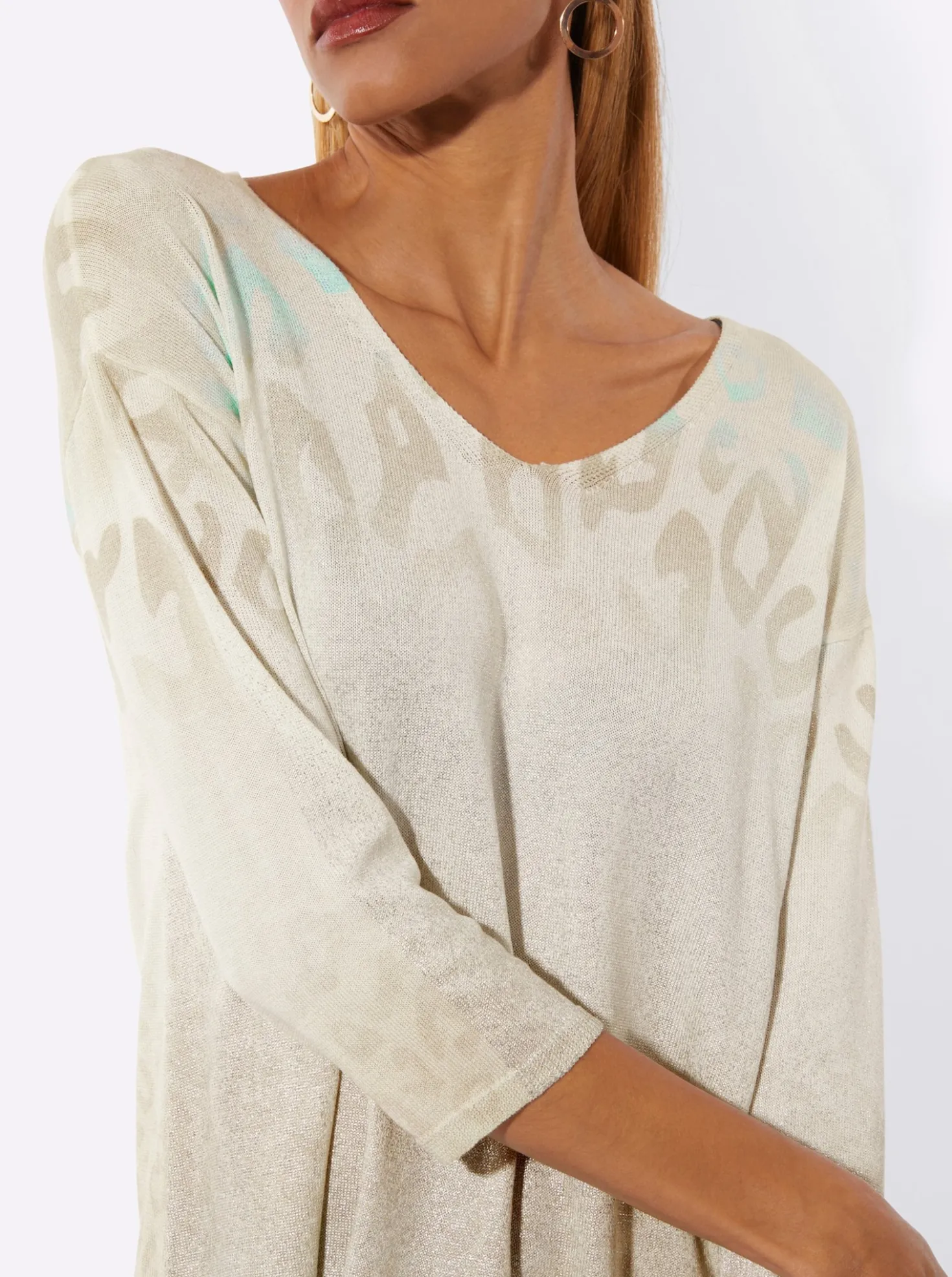 3/4-Arm-Pullover im Baumwoll-Modal-Mix
