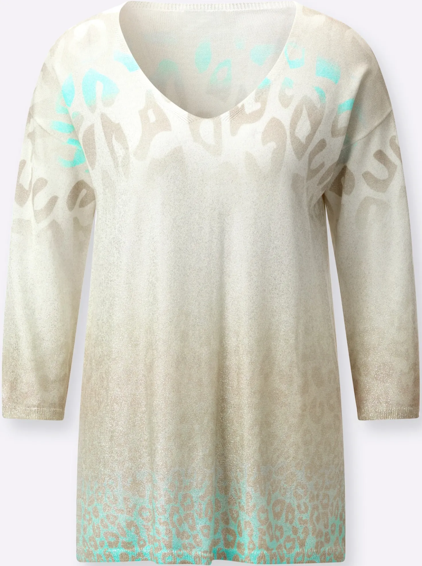 3/4-Arm-Pullover im Baumwoll-Modal-Mix