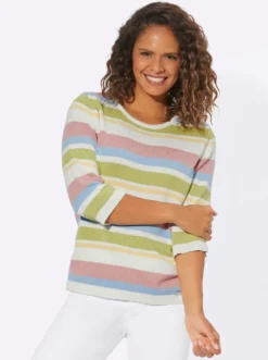 3/4-Arm-Pullover im Ringelmuster