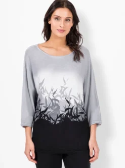 3/4-Arm-Pullover mit Fledermausärmel