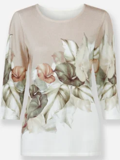 3/4-Arm-Pullover mit Glitzersteinchen