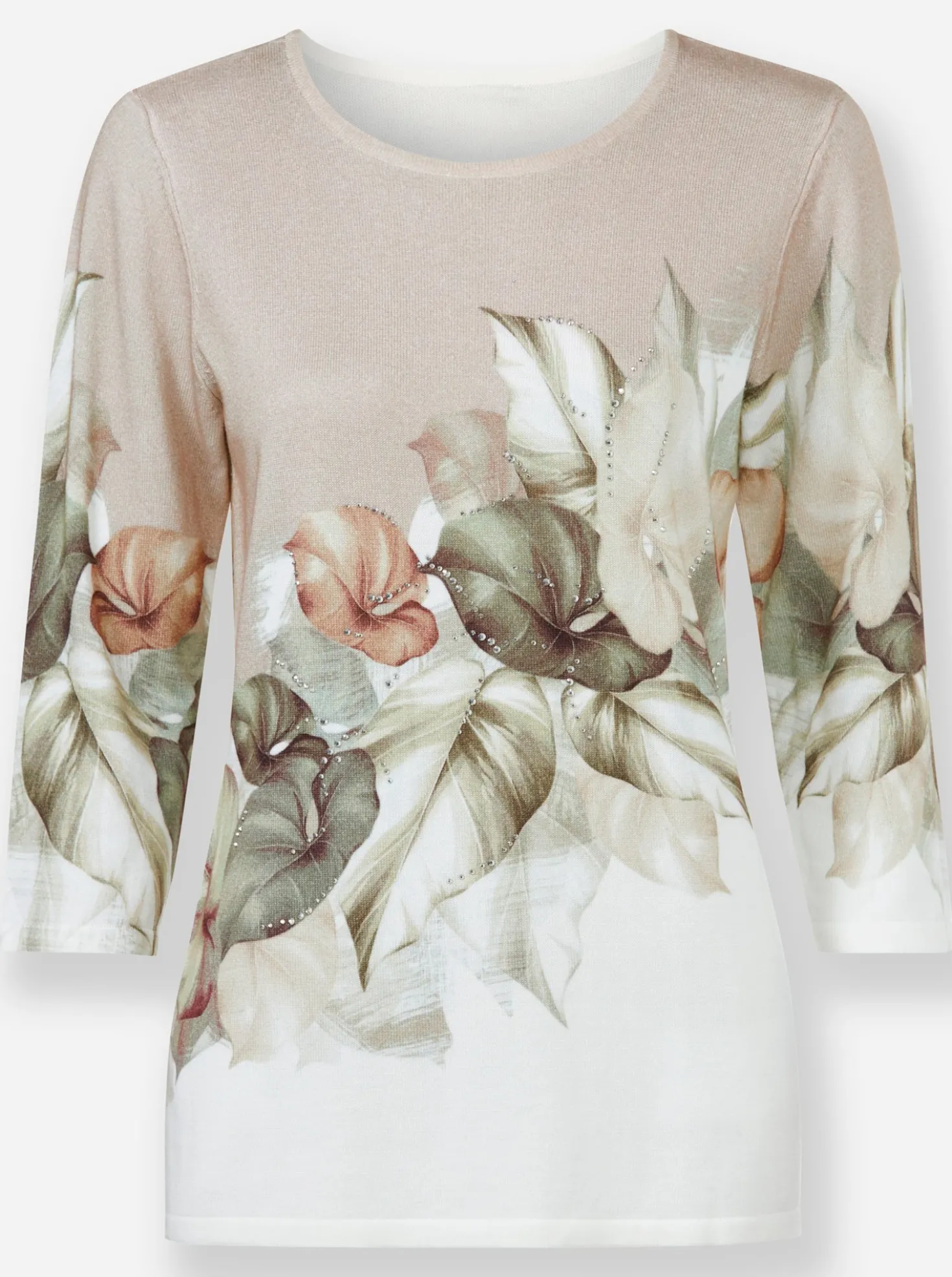 3/4-Arm-Pullover mit Glitzersteinchen