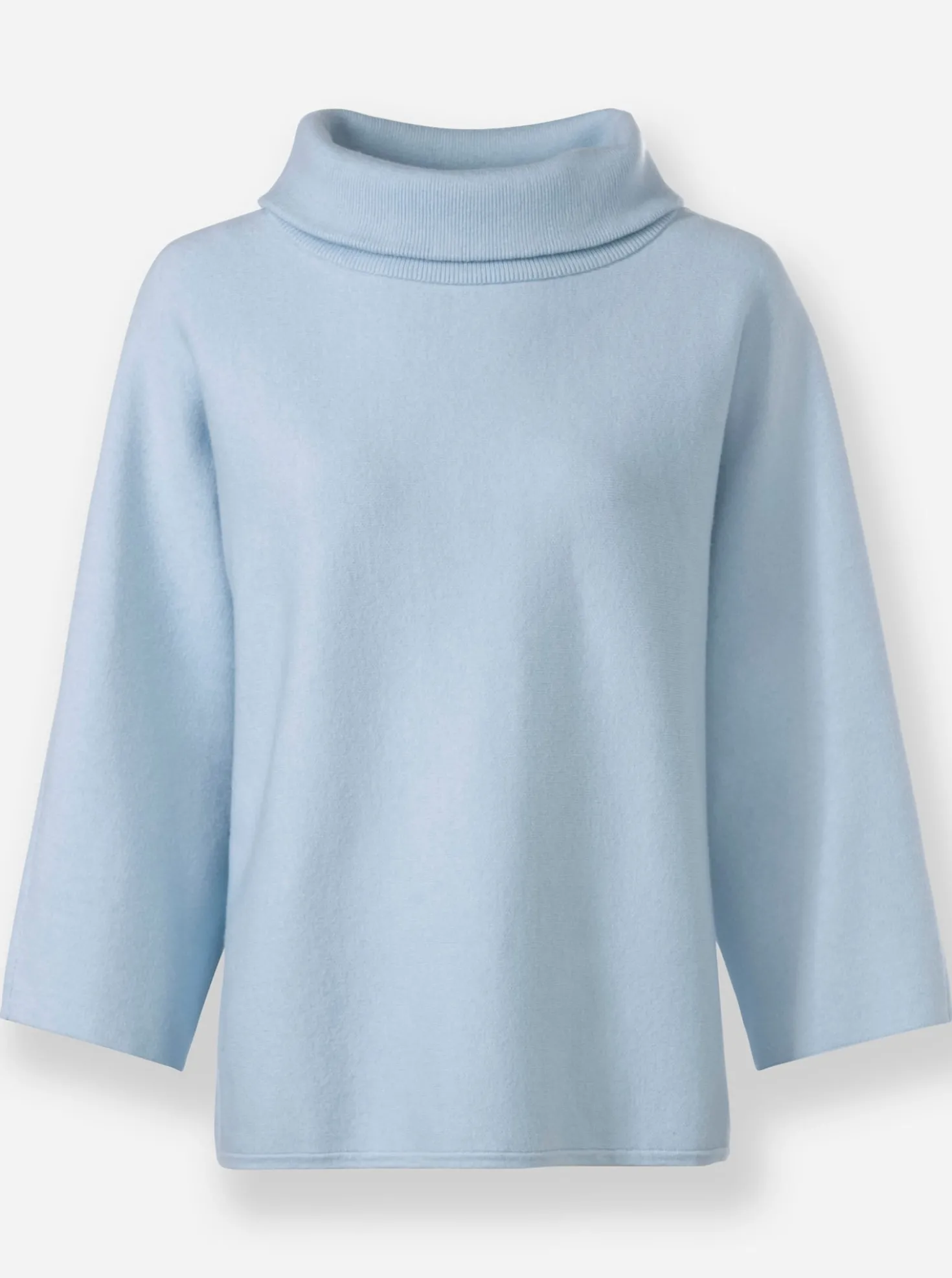 3/4-Arm-Pullover mit halsfernem Rollkragen