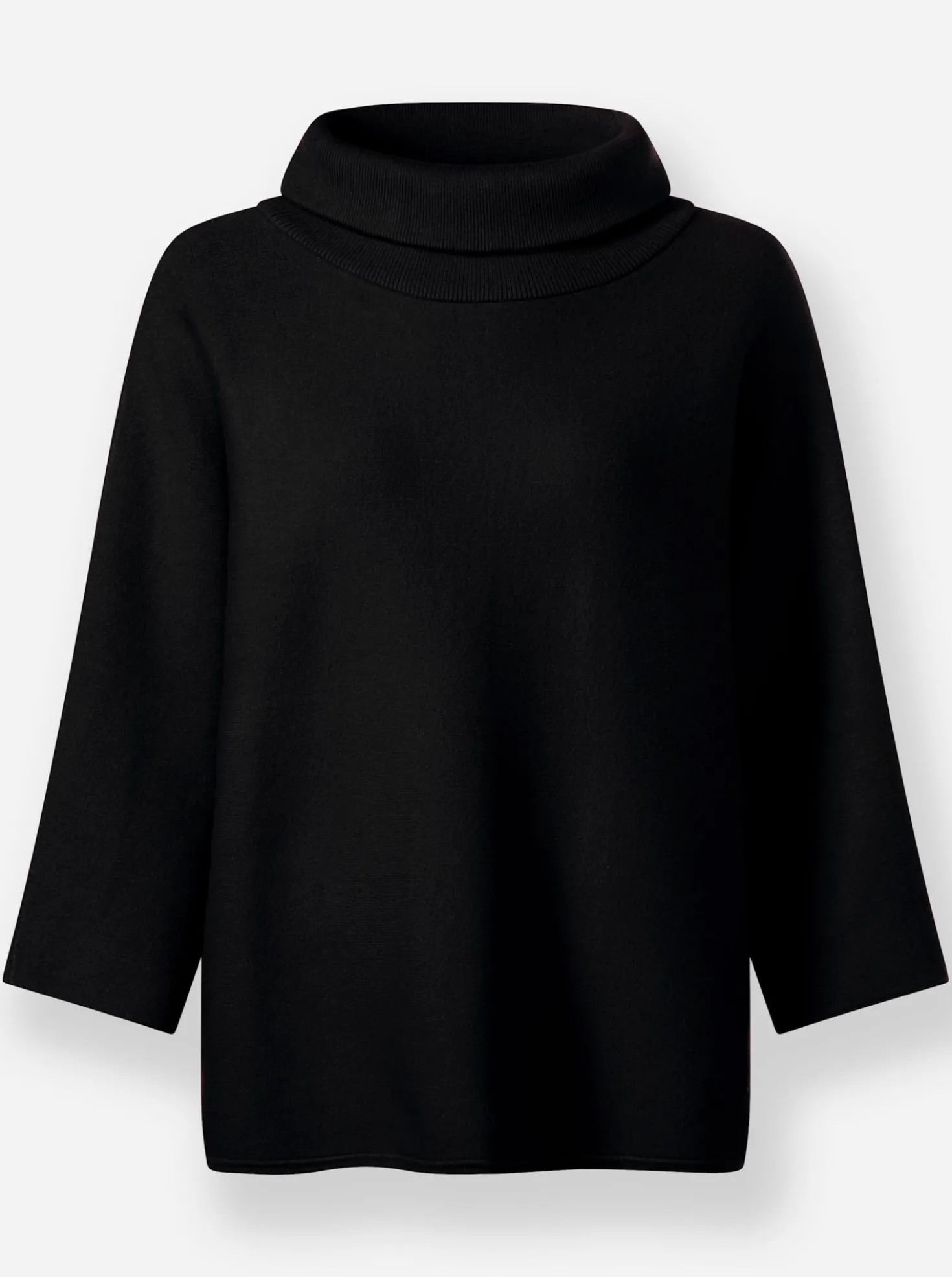 3/4-Arm-Pullover mit halsfernem Rollkragen