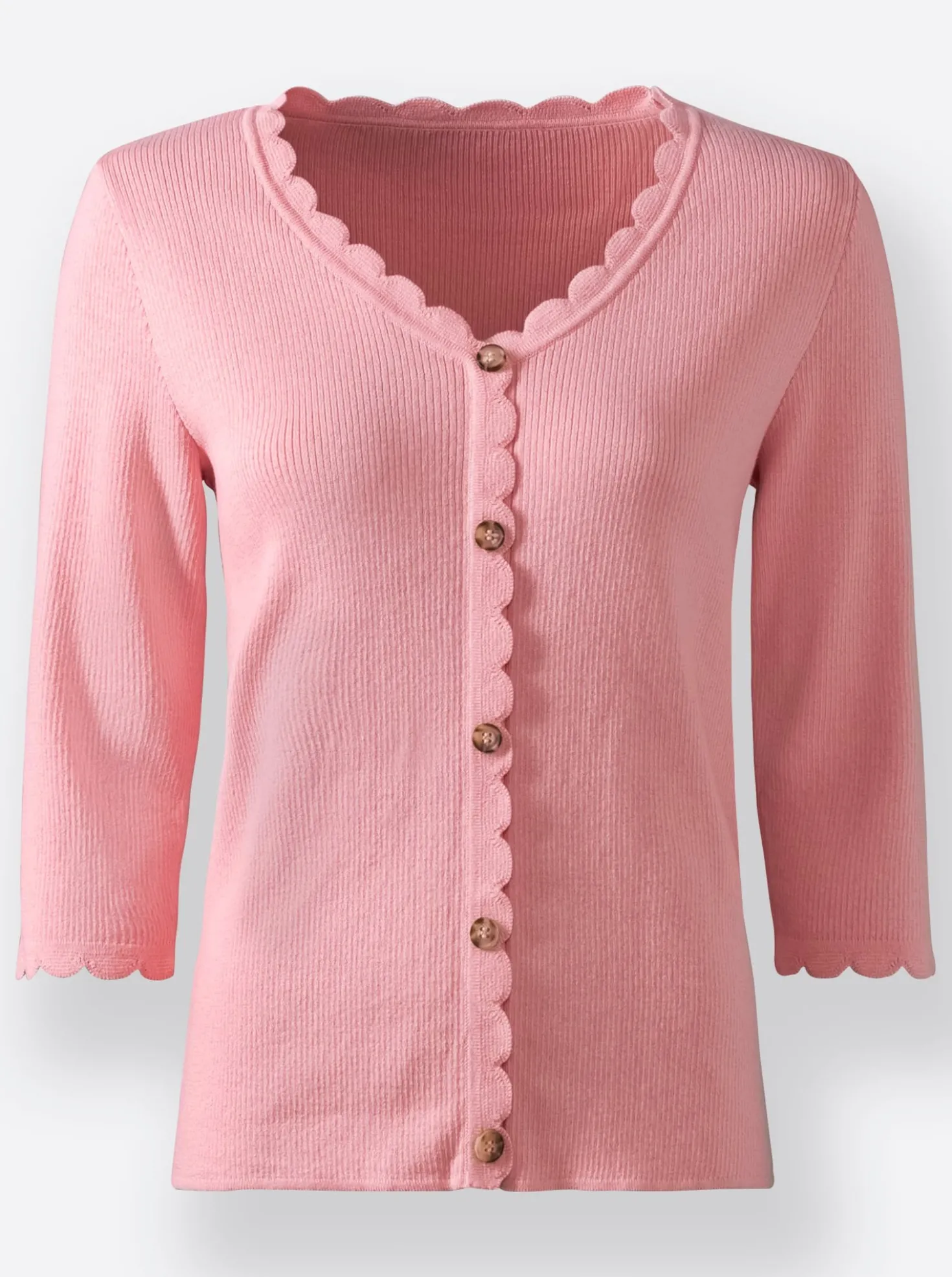 3/4-Arm-Pullover mit Knöpfen in Horn-Optik