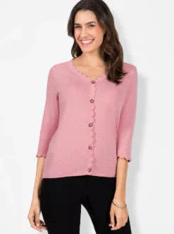 3/4-Arm-Pullover mit Knöpfen in Horn-Optik