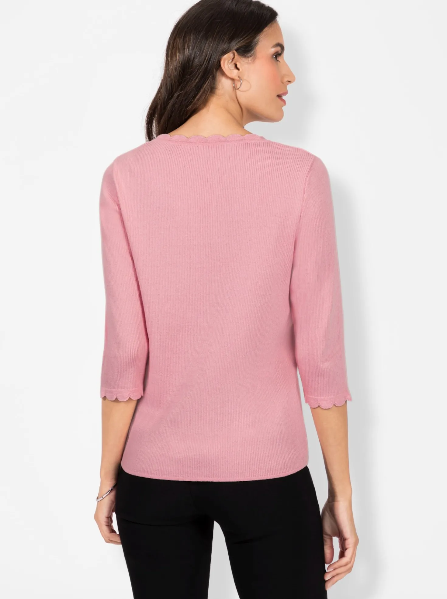 3/4-Arm-Pullover mit Knöpfen in Horn-Optik