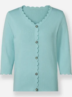 3/4-Arm-Pullover mit Knöpfen in Horn-Optik