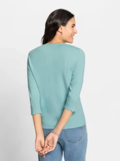 3/4-Arm-Pullover mit Knöpfen in Horn-Optik