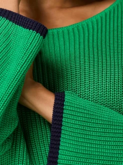 3/4-Arm-Pullover mit Kontrastkanten