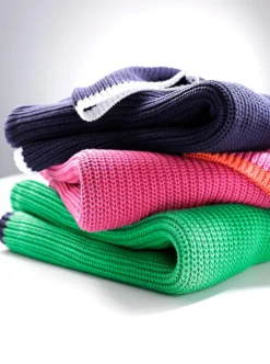 3/4-Arm-Pullover mit Kontrastkanten