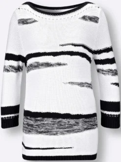 3/4-Arm-Pullover mit Lochmuster
