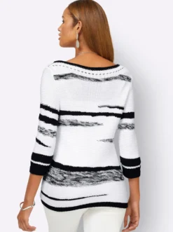3/4-Arm-Pullover mit Lochmuster