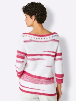 3/4-Arm-Pullover mit Lochmuster