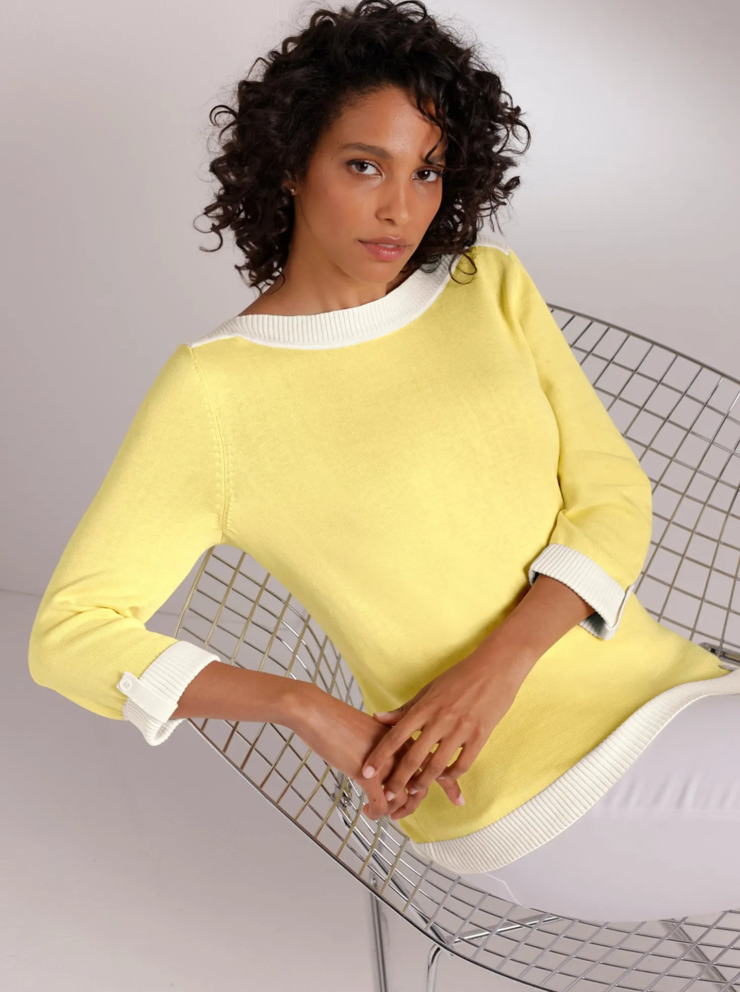 3/4-Arm-Pullover mit Seiden-Anteil