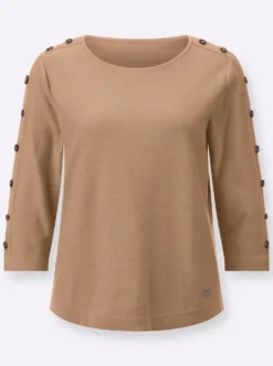 3/4-Arm-Pullover mit Zierknopf-Detail