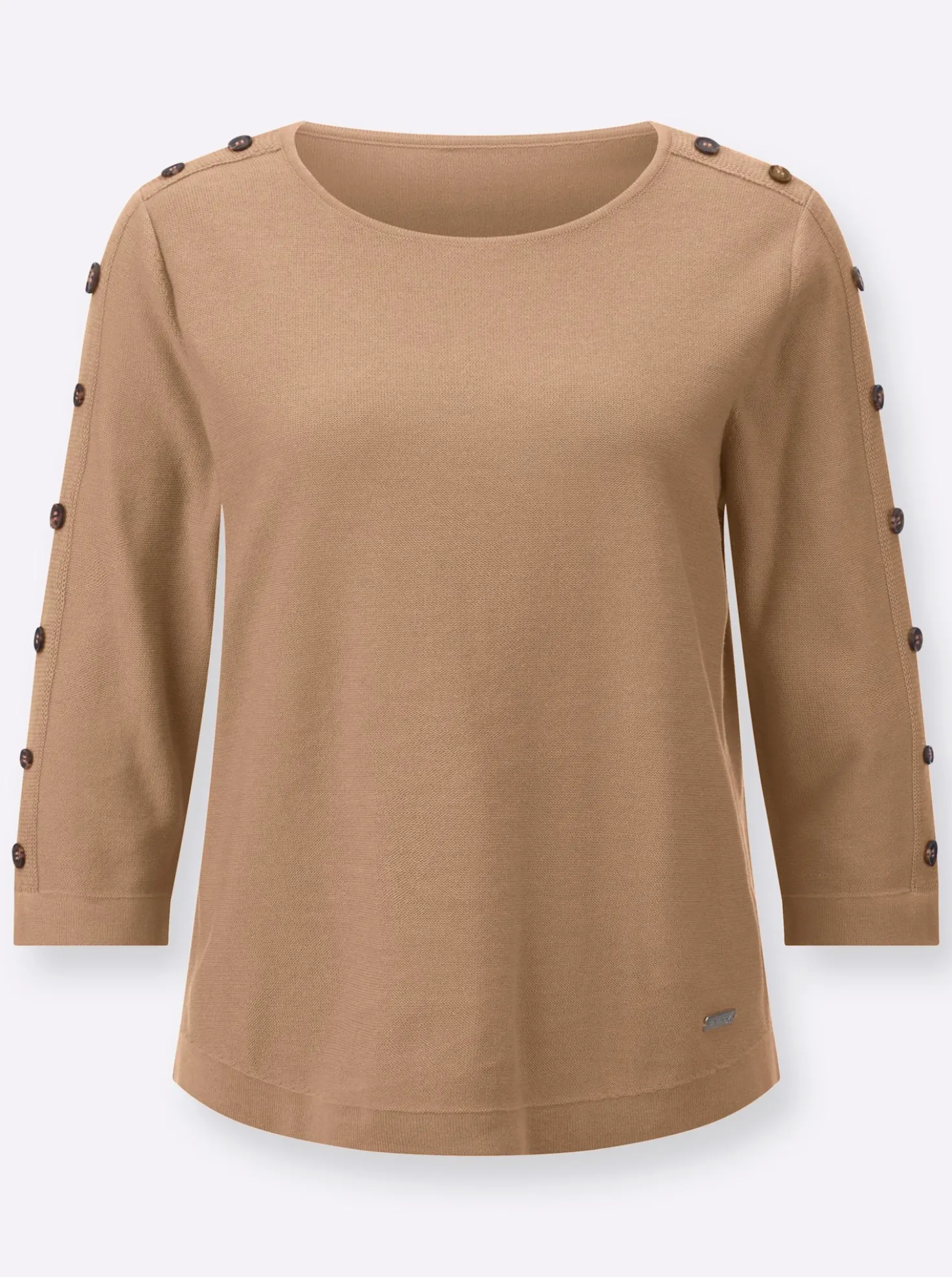 3/4-Arm-Pullover mit Zierknopf-Detail