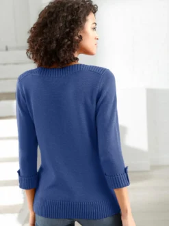 3/4-Arm-Pullover mit Zierriegel am Ärmel