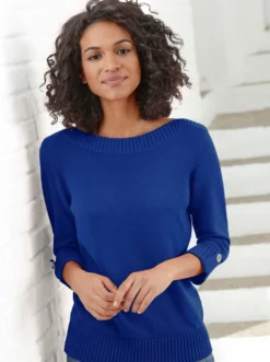 3/4-Arm-Pullover mit Zierriegel am Ärmel