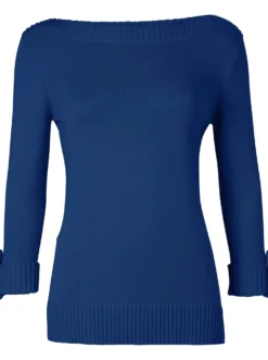 3/4-Arm-Pullover mit Zierriegel am Ärmel